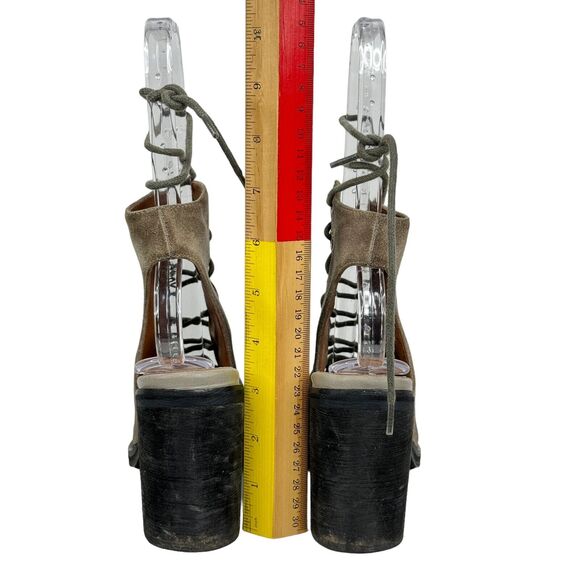 Jeffrey Campbell x Free People Boho Heels SZ 7.5 Open Toe Lace Front Booties - Picture 6 of 11